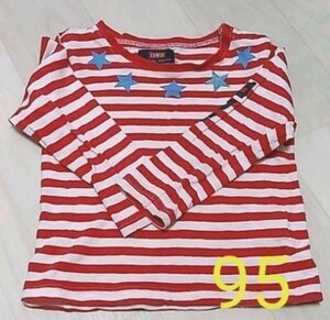 ☆　EDWIN　ボーダーTシャツ(赤×白)　95サイズ　 長袖Tシャツ　 キッズ　 男の子 