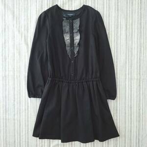 △送料込△★美品★バーバリー＊胸元フリル＊長袖ワンピース＊黒＊130㎝