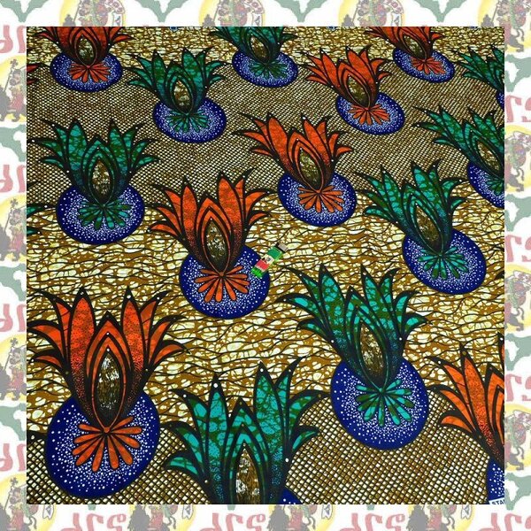 【SALE/180cm x 110cm/2ヤード】アフリカンプリント生地 barg-j76 アフリカ布 アフリカ生地 ゴールドプリント アンカラ キテンゲ パーニュ