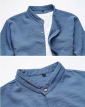 R864☆新品美品 メンズ無地シャツ お洒落 長袖 カジュアルシャツ 大きいサイズもあり ワイシャツ ブルー「S-7XL」_画像10