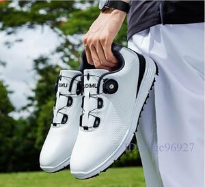 Q825* новый товар туфли для гольфа спортивные туфли сильный рукоятка шиповки обувь широкий soft шиповки Poe tsu обувь водонепроницаемый . скользить выдерживающий .24.5~27.5cm белый . выбор /24.5cm