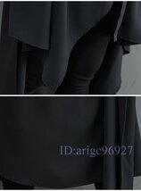 R238☆新品フリーサイズ 春 オシャレ 上質 不規則 ゆったり大きいサイズ 長袖無地 シャツワンピース ロングワンピース 黒_画像9