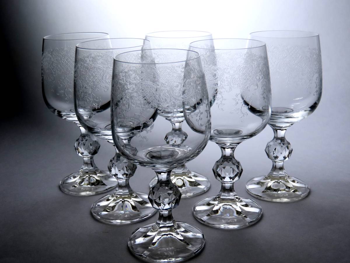 新入荷品 【蔵c8099m】BOHEMIAボヘミア　クリスタル　ワイングラス　ゴブレット　６客　500pk　 ガラス