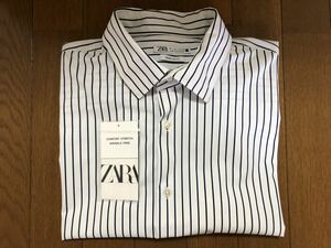 [OC]ZARA Man Stripe Stretch Shirt White ザラ・マン・ストライプ・ストレッチ・シャツ Lサイズ ホワイト