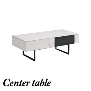 テーブル 幅110cm ホワイト センターテーブル 天板セラミック リビングテーブル ローテーブル スチール脚