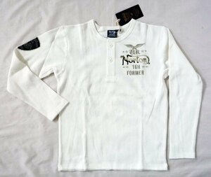  Norton NORTON long sleeve T shirt Henley neckline waffle braided 2. button embroidery S size white 