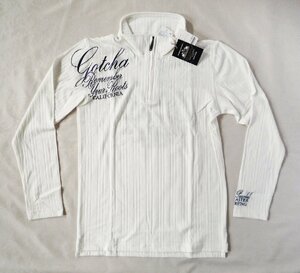  long sleeve shirt high‐necked needle pulling out tereko half Zip GOTCHA GOLF Gotcha Golf embroidery Logo S size white 