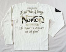 ノートン NORTON 長袖Ｔシャツ ヘンリーネック ワッフル編み 2つボタン 刺繍 Sサイズ ホワイト 白_画像5