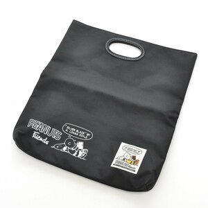 ◇452455 PEANUTS ピーナッツ 2WAYフラットポーチバッグ ショルダーバッグ スヌーピー キャンバス レディース ブラック