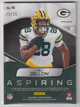 NFL AJ DILLON JERSEY AUTO Rookie Card 2020 PANINI SPECTRA ASPIRING PATCH AUTOGRAPH Neon Pink PRIZM PACKERS /25 枚限定 直筆 サイン_画像2