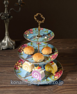 極美品 ケーキ スタンド プレート 3段セット アフタヌーンティー フルーツ トレー 皿 ガラス皿