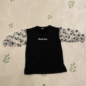 黒Tシャツ　シースルー　ドット柄