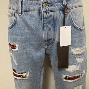 新品 エルマンノ・シェルビーノ(伊) ジーンズ 伊50サイズW88cm ダメージ加工ジーンズ 定価10.1万円