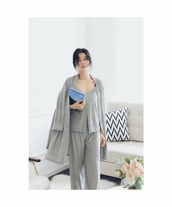 [ new goods ] light gray М size room wear long gown 3 point set sy560 parallel import 