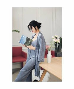 [ new goods ] blue M size room wear long gown 3 point set sy560 parallel import 