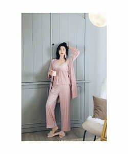 [ new goods ] pink M size room wear long gown 3 point set sy560 parallel import 