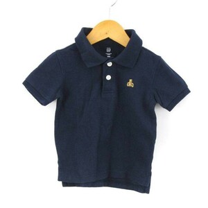  baby Gap polo-shirt with short sleeves bear embroidery cut and sewn for boy 80 size navy blue baby child clothes babyGAP