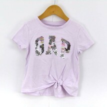 ギャップキッズ 半袖Tシャツ スパンコールロゴ カットソー 女の子用 XS 110サイズ 薄紫 キッズ 子供服 GapKids_画像1