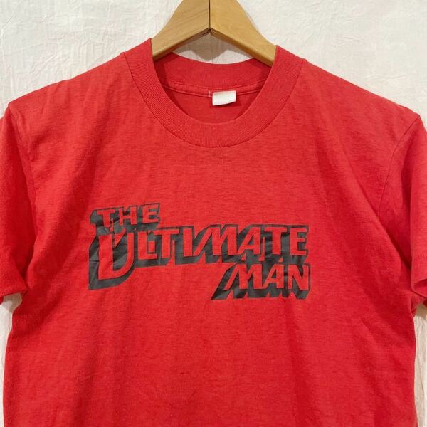  80s devknit 社製 ヴィンテージTHE ULTIMATE MAN Tシャツ L 赤