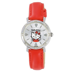  Citizen wristwatch Hello Kitty waterproof leather belt made in Japan 0003N003 silver / red 4966006058192/ free shipping mail service Point ..