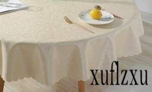  tablecloth Northern Europe water-repellent waterproof thick heat-resisting PU material stylish 160cm round shape light beige 