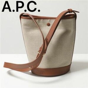 アーペーセー　A.P.C.定価40700円　　ジュートキャンバス×レザー バケツバッグ ショルダー　ポシェット