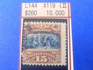 22L A N66 America stamp the first period 1869 year SC#119 15c(Ⅱ) used [SC appraisal $180]