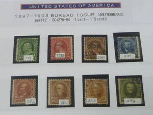 23 A N15 American stamp 1897-1903 year SC#279-84. inside 1c~15c total 8 kind used *VF~F [SC appraisal $35]