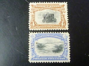 23 A N43 American stamp 1901 year SC#296-97 bread * american . viewing .4c*5c total 2 kind unused OH*VF [SC appraisal $180]