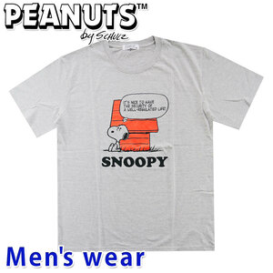 スヌーピー プリント 半袖 Tシャツ メンズ グッズ PEANUTS アニメ S1112-222B Lサイズ GY(グレー)