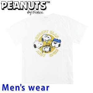 スヌーピー プリント 半袖 Tシャツ メンズ グッズ PEANUTS 犬 S1112-387SPB Mサイズ WH(ホワイト)