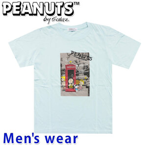 スヌーピー プリント 半袖 Tシャツ メンズ グッズ PEANUTS 犬 S1112-389SPB Sサイズ SBL(スカイブルー