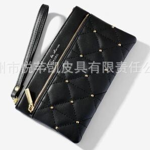 レディース リストレット ポーチ 財布 カードケース ウォレット 長財布 大容量 多機能 ブラック i49