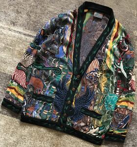 幻 最高傑作 異次元のセンス 90's vintage ★ COOGI AUSTRALIA ★ クージー オーストラリア 3D コットン ニット カーディガン セーター S