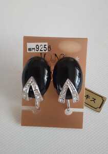  new goods unused black onyx natural stone rhinestone earrings 