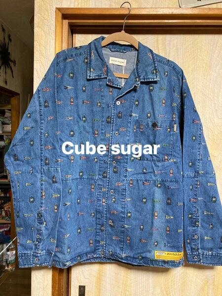 最終お値下げします！CUBE SHUGARのデニムジャケット(^^)アウトドア、キャンプにおすすめ！可愛いランタン柄！