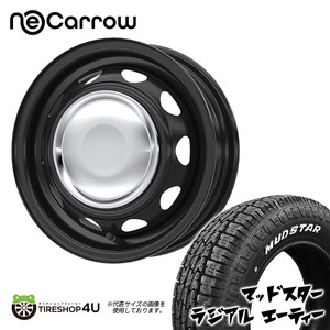 4本セット NeoCarrow 14x4.5J 8/100/114.3 +45 クローム MUDSTAR radial A/T 155/65R14 ホワイトレター スペーシア デイズ ミラ