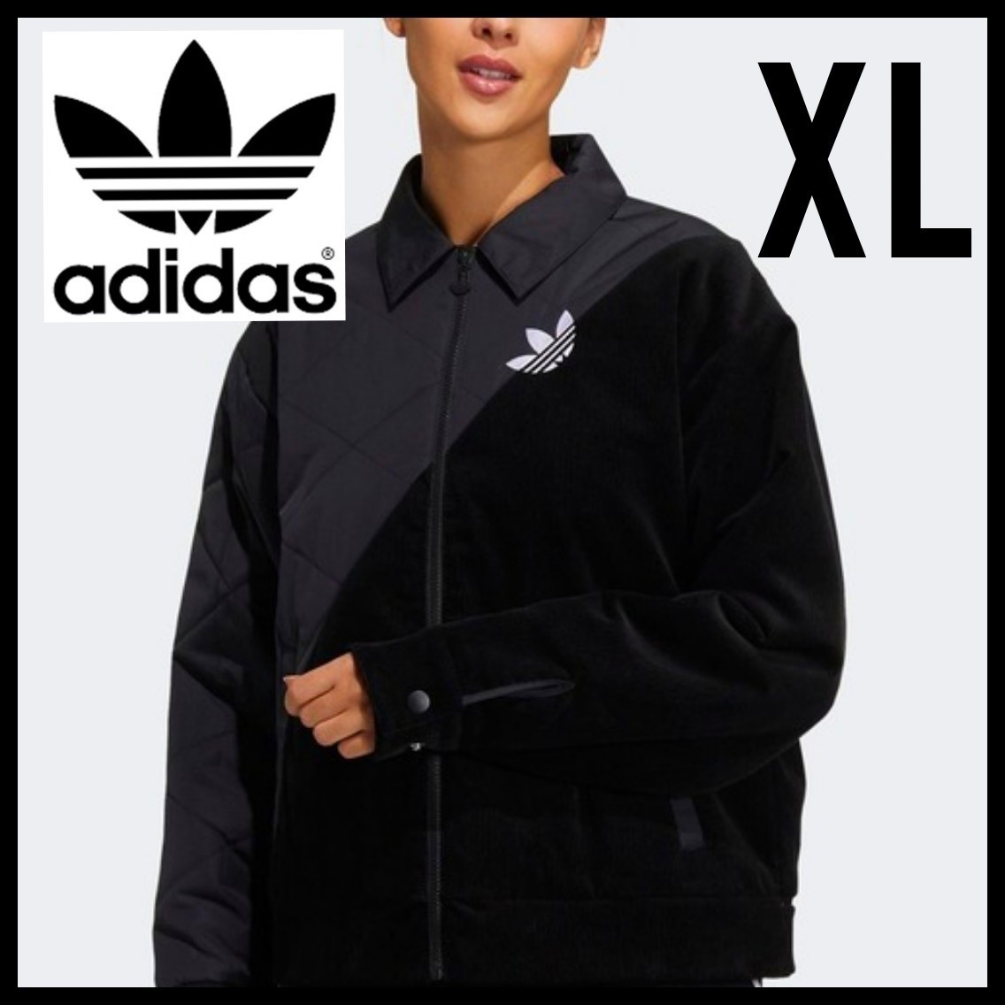 希少柄!可愛い!】adidas☆中綿ジャケット☆キルティングブルゾン☆黒