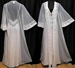 < used * superior article > negligee [ gown & inner SET] ( size :USA. S~M| width of a garment : approximately 35~45| dress length : approximately 135cm) nylon 100% see-through race 