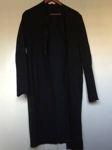 美品 LABEL UNDER CONSTRUCTION コットン コート COLLARLESS CUT-OFF COAT charcoal black over dyed / Luca Laurini