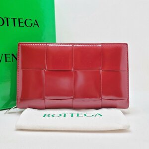TO1 Bottega Veneta BOTTEGA VENETA длинный кошелек P02052538G Zip around бумажник maxi сетка кожа красный красный 