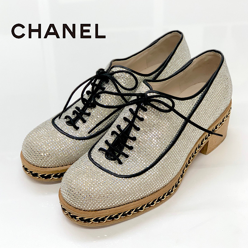 CHANEL シャネル シューズ 靴 ローファー デニム レースアップ|PayPay