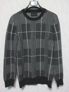 LOUNGE LIZARD Lounge Lizard knitted sweater wool men's 2 black gray kn156