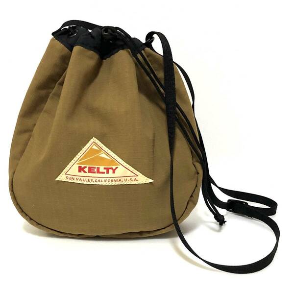 KELTY ケルティ ショルダーバッグ カーキ ベージュ　ポーチ 美品 221039 巾着バッグ　巾着　ハンドバッグ