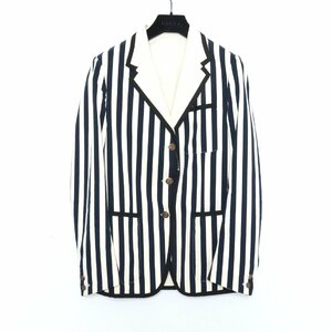 GUCCI New Palma Solid-to-Stripe Reversible Blazer 7-44R アイボリー/ネイビー 574UT8 1GZRF0 グッチ リバーシブル ストライプジャケット