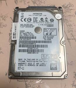 HITACHI　 2.5 HDD SATA 640GB 9.5mm 動作品累積使用2655時間