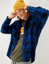 * アメリカンイーグル フード付きシャツ フランネルシャツ AE Cozy Cabin Hoodie Flannel 長袖シャツ ジャケット L / Blue *_画像3