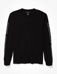 * アメリカンイーグル ロンT 長袖Ｔシャツ AE Super Soft Long-Sleeve Graphic T-Shirt S / Black *