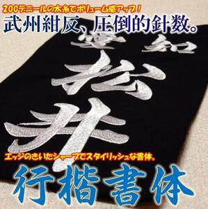 剣道用刺繍垂名札『行楷書』　垂ゼッケン　垂ネーム