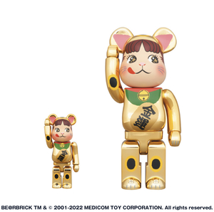 【新品未使用】BE@RBRICK 招き猫 ペコちゃん 金運 金メッキ 100% & 400% MEDICOM TOY ベアブリック